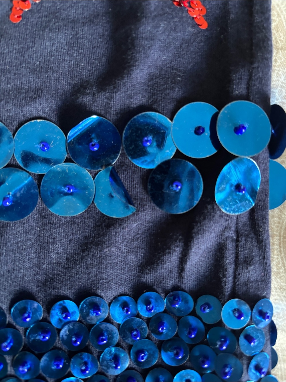 Vintage Bis Bis Navy Sequin Star T‑Shirt - Blue & Red - Picture 5 of 11